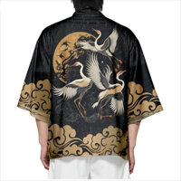 Phong Cách Nhật Bản Cosplay Áo Sơ Mi 3D Cần Cẩu In Nam Nữ Truyền Thống Samurai Kim Haori Bãi Biển Nhật Bản Yukata Cloak