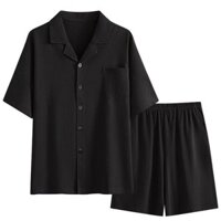 Phong Cách Nhật Bản Đơn Giản Cặp Đôi Bộ Đồ Ngủ Nữ Mùa Hè Tay Ngắn Mỏng Hai Mảnh Phù Hợp Với Có Thể Mặc Bên Ngoài Homewear Phù Hợp Với Nam20250304