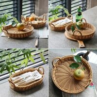 Phong Cách Nhật Bản Mây Bánh Mì Giỏ Đựng Để Bàn Hộp Bảo Quản Khay Đựng Đồ Gia Đình