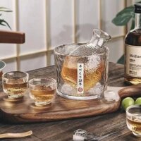 Phong Cách Nhật Bản Rượu Nhỏ Thủy Tinh Sake Nồi Cơm Cơm Rượu Vang Trắng Cốc Rượu Ấm Bộ Búa Vàng Viền Nồi Rượu Để Làm Nóng Và Vỏ Rượu