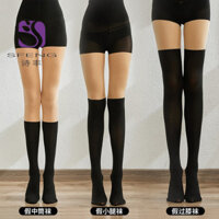 Phong cách Nhật Bản, tất dày vừa cho phụ nữ mùa xuân và mùa thu, tất giả cao ống nối, tất JK trắng sexy, tất giả lụa đen
