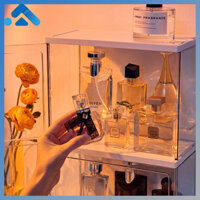 (Phong cách nóng bỏng của người nổi tiếng trên Internet) Hộp đựng nước hoa, tủ trưng bày để bàn, hộp chống bụi đa chức năng, hệ thống màu ấm