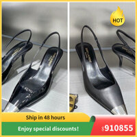 Phong cách nóng YSL, bốn kiểu dáng để lựa chọn từ dép sandal, đầu kim loại vuông nhỏ, giày cao gót, gót nhọn 9/6cm, thời trang hợp đồng, thoải mái hàng ngày, cần thiết cho vẻ đẹp PS2T