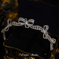 Phong cách Pháp mới, phong cách tối giản Hàn Quốc, vương miện cô dâu nơ kim cương lấp lánh, phụ kiện tóc cưới, băng đô, phụ kiện trang điểm studio 2.11 IMDG