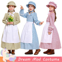 Phong Cách Pháp Người Giúp Việc Váy Hoa Cho Trẻ Em Bé Gái Hồng Xanh Vàng Thuộc Địa Hoa Halloween Trang Phục Biểu Diễn Giáng Sinh