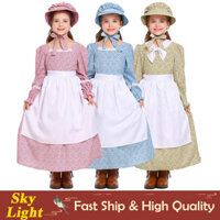 Phong Cách Pháp Người Giúp Việc Váy Hoa Cho Trẻ Em Bé Gái Hồng Xanh Vàng Thuộc Địa Hoa Halloween Trang Phục Biểu Diễn Giáng Sinh