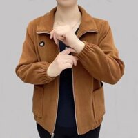 Phong Cách Phương Tây Mẹ Thu Đông Lông Cừu Lót Áo Khoác Trung Niên Người Cao Tuổi Nữ Ngắn Áo Khoác Bà Mặc Mùa Xuân Thu Áo Khoác