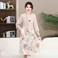 Phong Cách Phương Tây Mùa Hè Mẹ Phù Hợp Với Hai Mảnh Đầm Giảm Tuổi Giả Hai Mảnh Người Cao Tuổi Trung Niên Váy Nữ LGXV