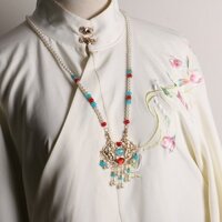 Phong cách quốc gia Hanfu, vòng cổ mềm mại hình đám mây, dây chuyền ngọc trai dài, choker phong cách cổ xưa nhà Minh, khóa trường thọ, phụ kiện cổ áo