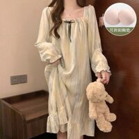 Phong Cách Retro Bộ Đồ Ngủ Thu Đông Nữ 2023 Đầm Có Miếng Lót Ngực Ngọt Ngào Cao Cấp Hoạt Hình Nhật Bản Dài Tay Mặc Ngoài Nhà 3.20
