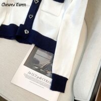 Phong Cách Retro Thời Trang Ngắn Phong Cách Cổ Điển Áo Len Hồng Áo Len Cardigan Áo Khoác Nữ