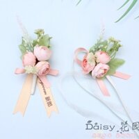Phong cách rừng màu champagne hoa đeo tay cô dâu phù dâu hoa tay chú rể lễ cưới đạo cụ cao cấp phong cách Hàn Quốc cao cấp