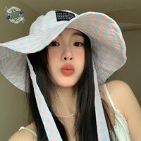 Phong Cách Sọc Ren Người Cá Mũ Nữ Mùa Hè Nhật Bản Retro Vành Rộng Mũ Chống Nắng CFH0401