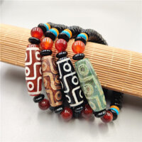 Phong Cách Tây Tạng Chín Mắt Dzi Hạt Thủy Tinh Mảnh Vòng Tay Cũ Mã Não Đá Thô Đánh Bóng Hạt Ba Mắt Sáng Tạo Độc Đáo Vòng Tay Phụ Kiện