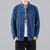 Phong Cách Trung Hoa Áo Sơ Mi Vải Lanh Nam Xuân Thu Phong Cách Mới Phong Cách Trung Hoa Vải Lanh Cotton Dài Tay Áo Phong Cách Retro Đường Phù Hợp Với Top 24.10.31