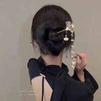 Phong Cách Trung Hoa Có Thể Xoay Đi Bộ Quạt Ngọc Trai Tua Rua Kẹp Tóc Nữ Mùa Hè Cao Cấp Hanfu Kẹp Tóc Kẹp Tóc