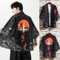 Phong Cách Trung Hoa Cosplay Áo Sơ Mi 3D Cần Cẩu In Nam Nữ Truyền Thống Samurai Kim Haori Bãi Biển Nhật Bản Yukata Cloak