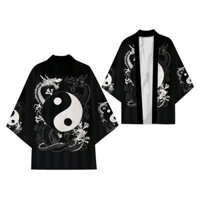 Phong Cách Trung Hoa Kimono 3D Ukiyo-e Họa Tiết Rồng In Kỹ Thuật Số Áo Len Hợp Thời Trang Haori Kimono Cardigan