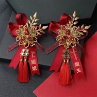 Phong Cách Trung Hoa Lựu Tua Rua Chú Chổi Cưới Xòa Đám Cưới Trọn Bộ Cha Mẹ Ve Áo Hoa Chổi Phù Dâu Trâm Cài 3.19.3