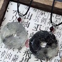 Phong Cách Trung Hoa Mới {Cá Rồng} Màu Gradient Khóa An Toàn Mặt Dây Chuyền Phong Cách Cổ Mực Rồng Phượng Hoàng Vòng Cổ Nam Nữ Cặp Đôi Phong Cách