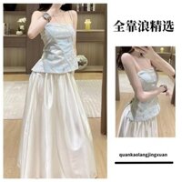 Phong Cách Trung Hoa Mới Phong Cách Trung Hoa Thêu Ống Top Xanh Phong Cách Ngắn Sang Trọng Bạc Hà Xanh Hanfu Phù Hợp Với 6.7 LYJ