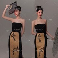 Phong Cách Trung Hoa Mới Retro Phong Cách Trung Hoa Mực Tranh Sườn Xám Chụp Ảnh Studio Chủ Đề Ảnh Cô Gái Thoáng Mát Nghệ Thuật Ảnh Trang Phục