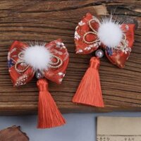 Phong Cách Trung Hoa Nơ Tóc Trẻ Em Hanfu Phụ Kiện Tóc Cô Gái Tóc Bóng Tua Rua Streamer Tóc Sườn Xám Năm Quần Áo Mũ Đội Đầu 1.14.1