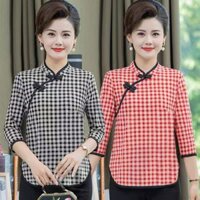 Phong Cách Trung Hoa Nữ Nữ Rời Vintage Sườn Xám Dài Tay Áo Sơ Mi