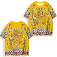 Phong Cách Trung Hoa Rồng Áo Hoàng Đế Một Bộ Quần Short Áo Rồng Bộ Áo Vest Nam Quốc Gia Hợp Thời Trang Phong Cách Trung Hoa Họa Tiết Rồng Tay Ngắn Áo Liền Quần Rồng Hoàng Đế Một Bộ Quần Short Áo Rồng Áo Vest Nam 09.09