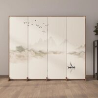 Phong cách Trung Quốc mới bằng gỗ nguyên khối màn hình gấp vách ngăn di động ngăn chặn phòng khách văn phòng gấp màn hìn