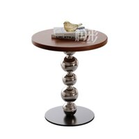 Phong cách vintage Pháp, bàn nhỏ bằng gỗ nguyên khối, bàn cà phê di động, bàn tròn mini, tủ đầu giường, bàn bên sofa bằn