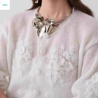 Phong CÁCH Vòng Cổ Hoa Kim Loại Lớn, Dây Chuyền Hoa Oversize Hợp Kim, Sang Trọng Bohemian Tuyên Bố Trang Sức Thanh Lịch Phóng Đại Choker Tiệc