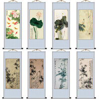 ✅Phòng khách Lối vào học tập Cây tre sen Hoa Tranh Trung Quốc Cuộn không khung Tranh trang trí #GH320#