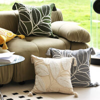 Phòng Khách Sofa Đệm Gối Thêu Không Lõi Vỏ Gối Có Tua Rua