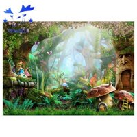 Phông Nền Chụp Ảnh Bằng Vải 7x5ft Có Thể Giặt Được Hình fairytale dreamlike forest life Cho Trẻ Em