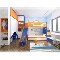 Phòng ngủ trẻ em với giường tầng có cầu trượt PNT.204