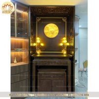 Phòng thờ gỗ gõ tranh giấy dừa đẹp cao cấp B88