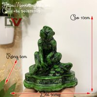 [Phong thủy Cát Tường] Tượng đá con khỉ trang trí phong thủy cát tường - Chiều cao 10cm - Màu xanh lục bích