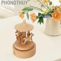 PhongThuy Hộp Nhạc Xoay Bằng Gỗ Với Đế Tròn Đu Đưa Ngựa Gỗ Hộp Nhạc Quà Tặng Sinh Nhật Thủ Công Mỹ Nghệ