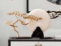 Phù Điêu Mini Cây Kim Tiền Bằng Đồng Decor Phòng Khách Hiện Đại