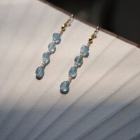 Phù Hợp Aquamarine Bông Tai Ngọc Trai Kẹp Tai Hanfu Phụ Kiện Cổ Phong Cách Trung Hoa Phong Cách Trung Hoa