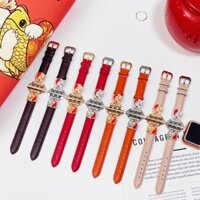 Phù Hợp Dây Đeo Bằng Da Cá Koi 38mm 40mm 41mm 42mm 44mm 45mm 49mm Cho Apple Watch