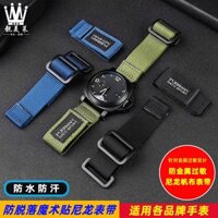 Phù Hợp Dây Đeo Đồng Hồ Bằng Vải canvas nylon Khóa Dán Cho panerai heplets bell & ross hamilton br