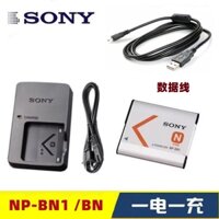 Phù Hợp Pin Máy Ảnh sony dsc-w710 w730 w800 w810 w830 np-bn1 + Bộ Sạc + Cáp Dữ Liệu