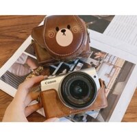 Phù Hợp Túi Da Đựng Máy Ảnh Kỹ Thuật Số 15-45 18-55 Chống Sốc Nhỏ Gọn Họa Tiết Hoạt Hình Cho canon m100 m200 m10