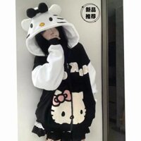 Phù Hợp Với Áo Khoác Hello Kitty Mỹ Rời ins Nữ Lông Cừu Hợp Thời Trang Cặp Đôi Áo Có Mũ Trùm Đầu Thu Đông Dễ Thương Quốc Gia Hợp Thời Trang 5HCD