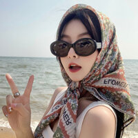 Phù Hợp Với Hoa Vải Lanh Cotton Khăn Vuông 90cm Gạc Làm Việc Dưới Lòng Đất Khăn Trùm Đầu Thời Trang Mỏng Khăn Chống Nắng Khăn Choàng