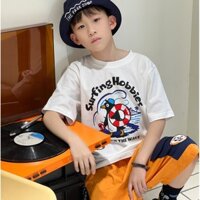 Phụ huynh trang phục trẻ em kỳ nghỉ chim cánh cụt hoạt hình Áo thun du lịch ảnh hàng đầu trẻ em, Áo thun ngắn tay 100% cotton cho bé trai