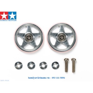 Phụ kiện 95438 MINI 4WD 19mm AluRoll 5S w/PlasRing Pnk Tamiya