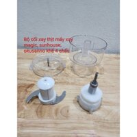 Phụ kiện bộ cối xay thịt gồm vỏ cối, trục và lưỡi xay thịt loại 4 chấu dùng cho máy xay magic, krobell,sunhouse,kangaroo